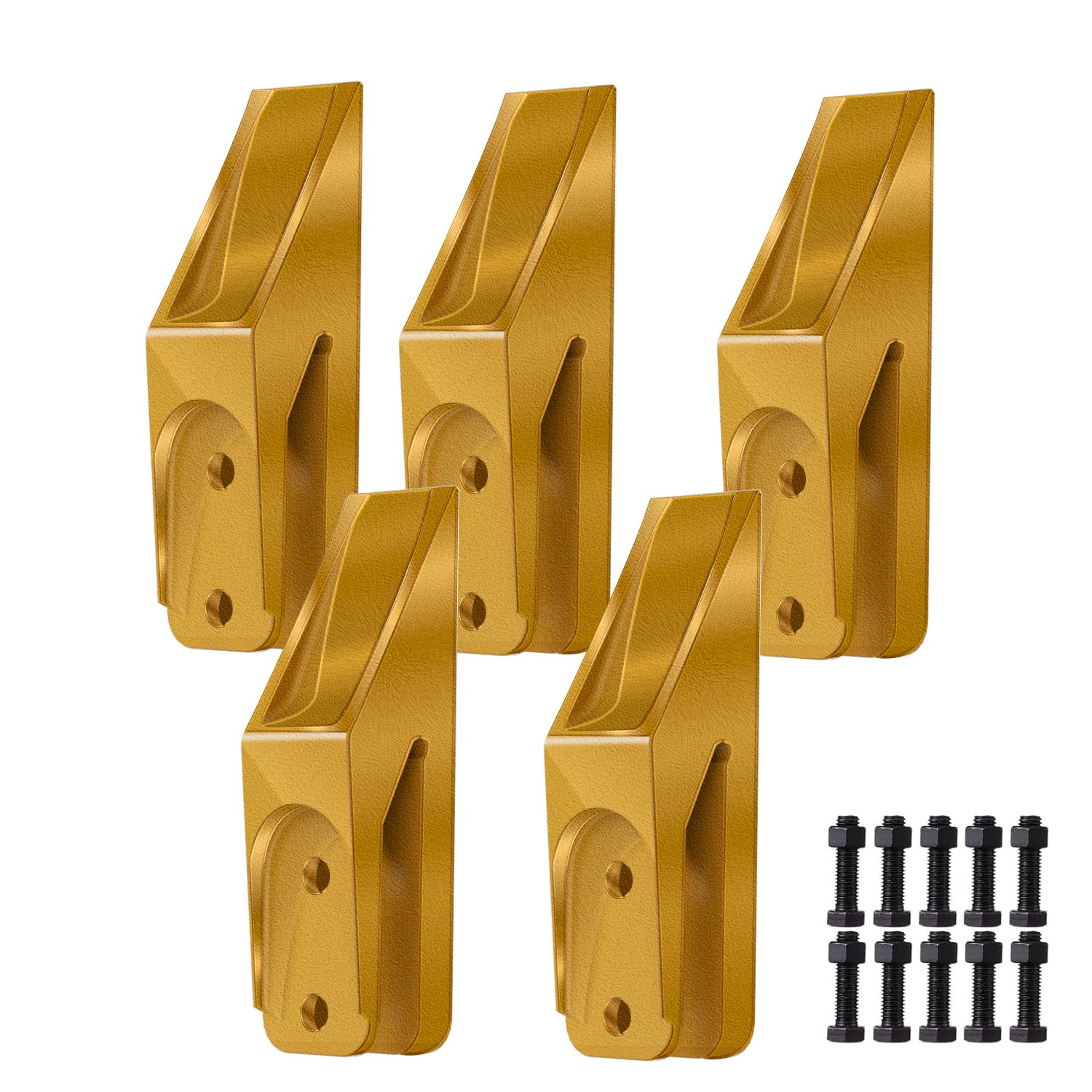 Upgraded 6684447 Trenching Bucket Teeth, Yellow Skid Steer Backhoe Bolt On Tooth Unitooth/w Bolt and Nuts (5 Packs)
