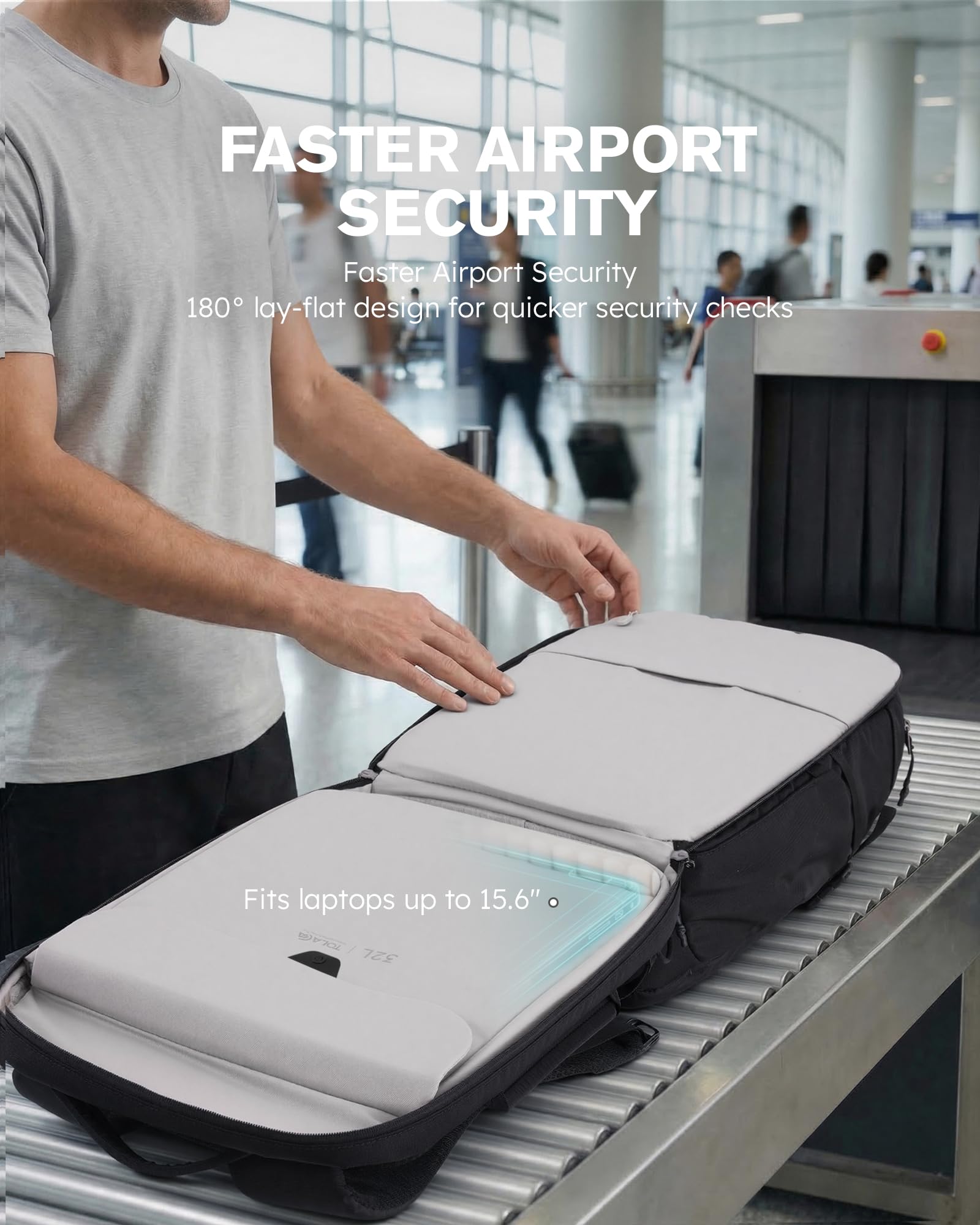 Tolaccea Zaino Porta PC con scomparto EVA per Laptop 15,6″ – Zaino da Viaggio 32L, Zaino Uomo Lavoro e Bagaglio a Mano per Aereo, Resistente all’Acqua e Antifurto, con Tasca Umida e Cerniere YKK