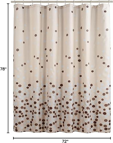 Vista 153 de Cortina de ducha de tela, estampado beige y tostado, cortinas de ducha con patrón de damasco bohemio de cachemira para baño, cortinas de baño Hudson