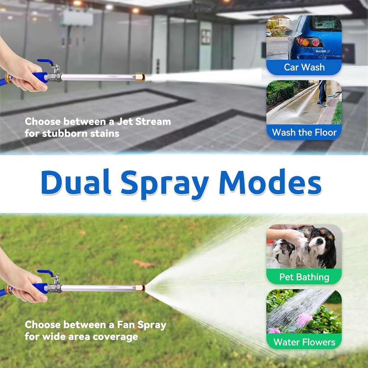 The Ultimate 2-in-1 Portable Power Washing Nozzle with Hydronozzle, Hydro Nozzle 3000 Psi, Pressure Washer Hose Attachment, for Fence Cleaning Garden Watering (Set B,Green)