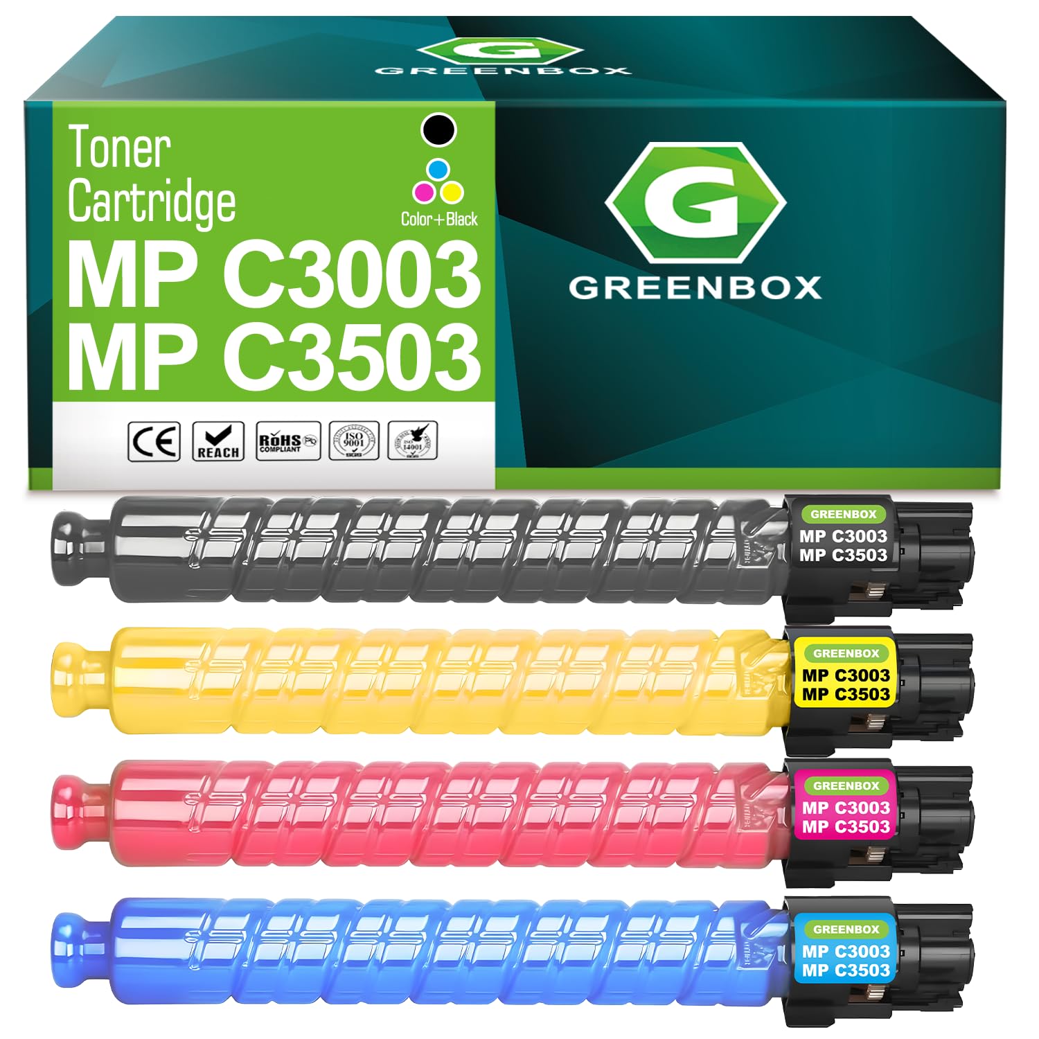 GREENBOX MP C3503 MP C3003 Toner 841813 841814 841815 841816 Toner Cartridge Compatible for Ricoh Aficio Lanier Savin MP C3003 MP C3503 MP C3004 MP
