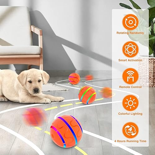 Miniatura 6 de CUXMUX Pelotas para perros con control remoto, bola para mascotas Peppy para perros, juguete masticador agresivo, bola ocupada interactiva