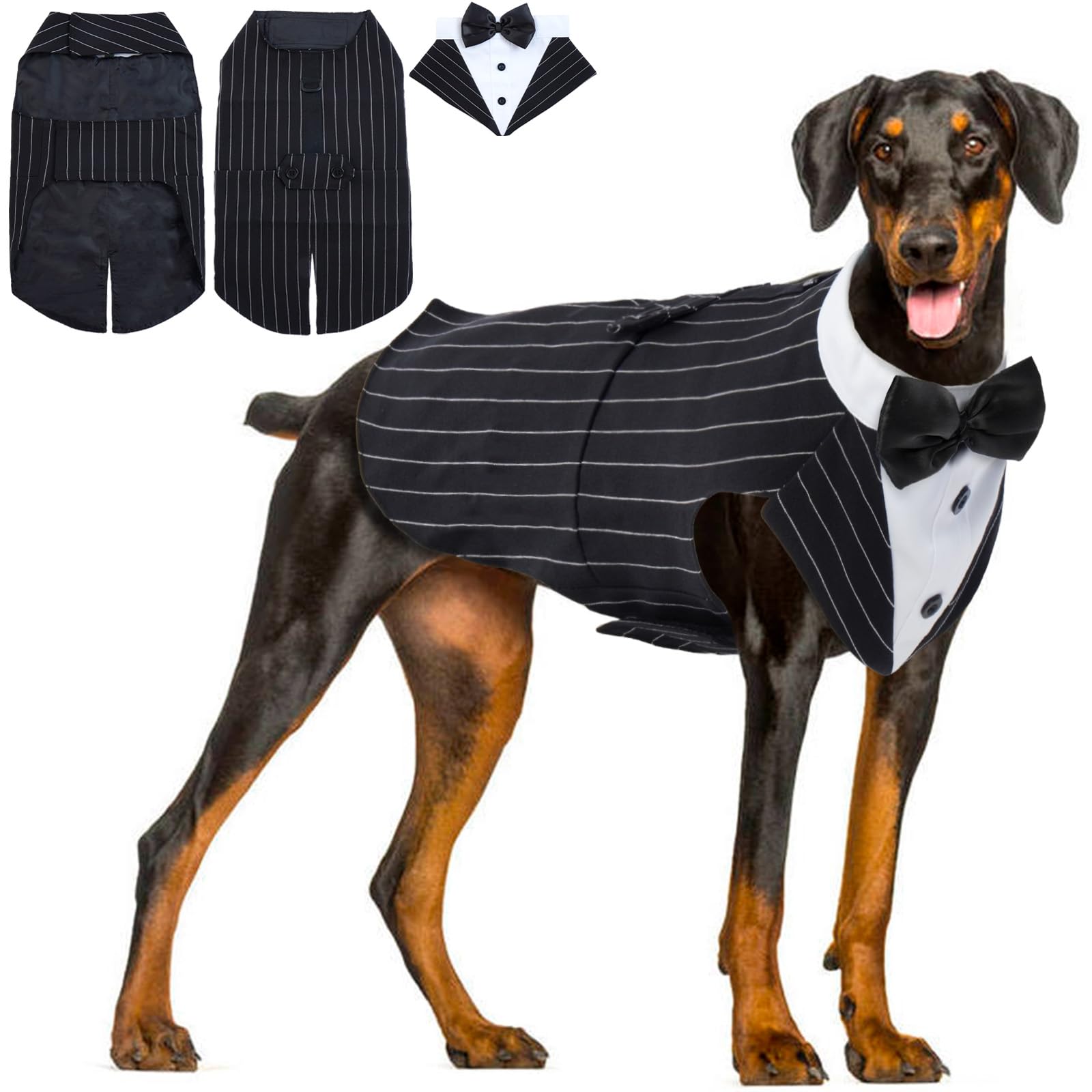Vetement Chien, Smoking, Noeud Papillon, Chemises pour Chiens, Déguisements pour Petites, Moyennes et Grandes Tailles, Costume pour Mariages et Noël - XL