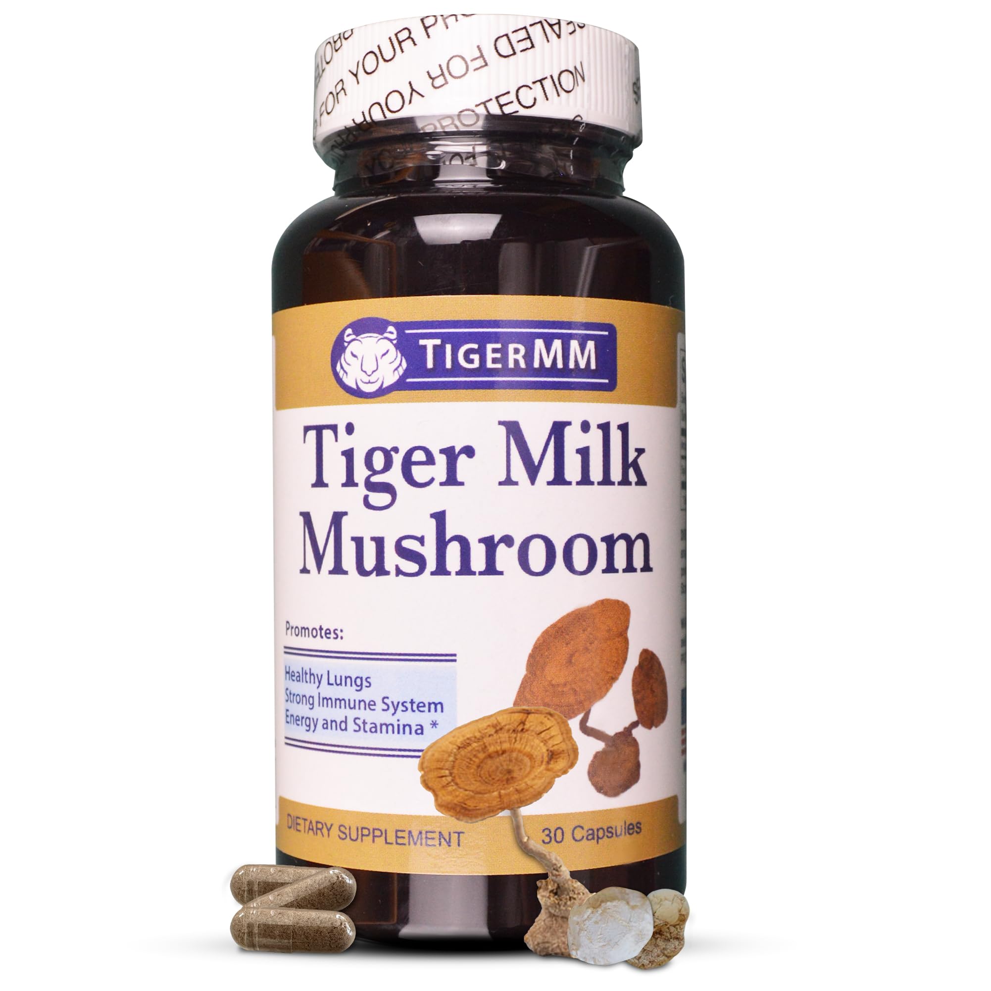 Tiger Milk Mushroom (Lignosus Rhino.) USA Grown, Lung Respiratory Immune Support 450mg/cap