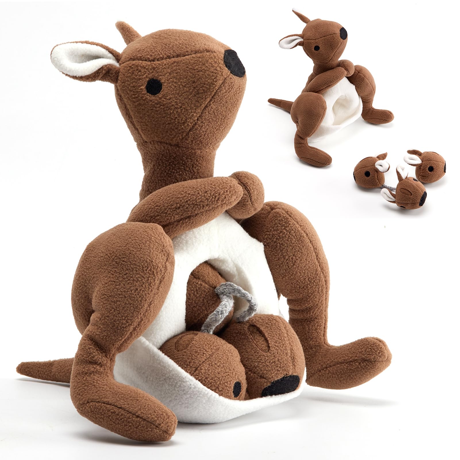 Wagorific Interactive Dog Toys Plush Stuffed with Squeaky Treat Hide for Large Breeds, Small Dogs and Puppies Slow Feeder, Machine Washable,