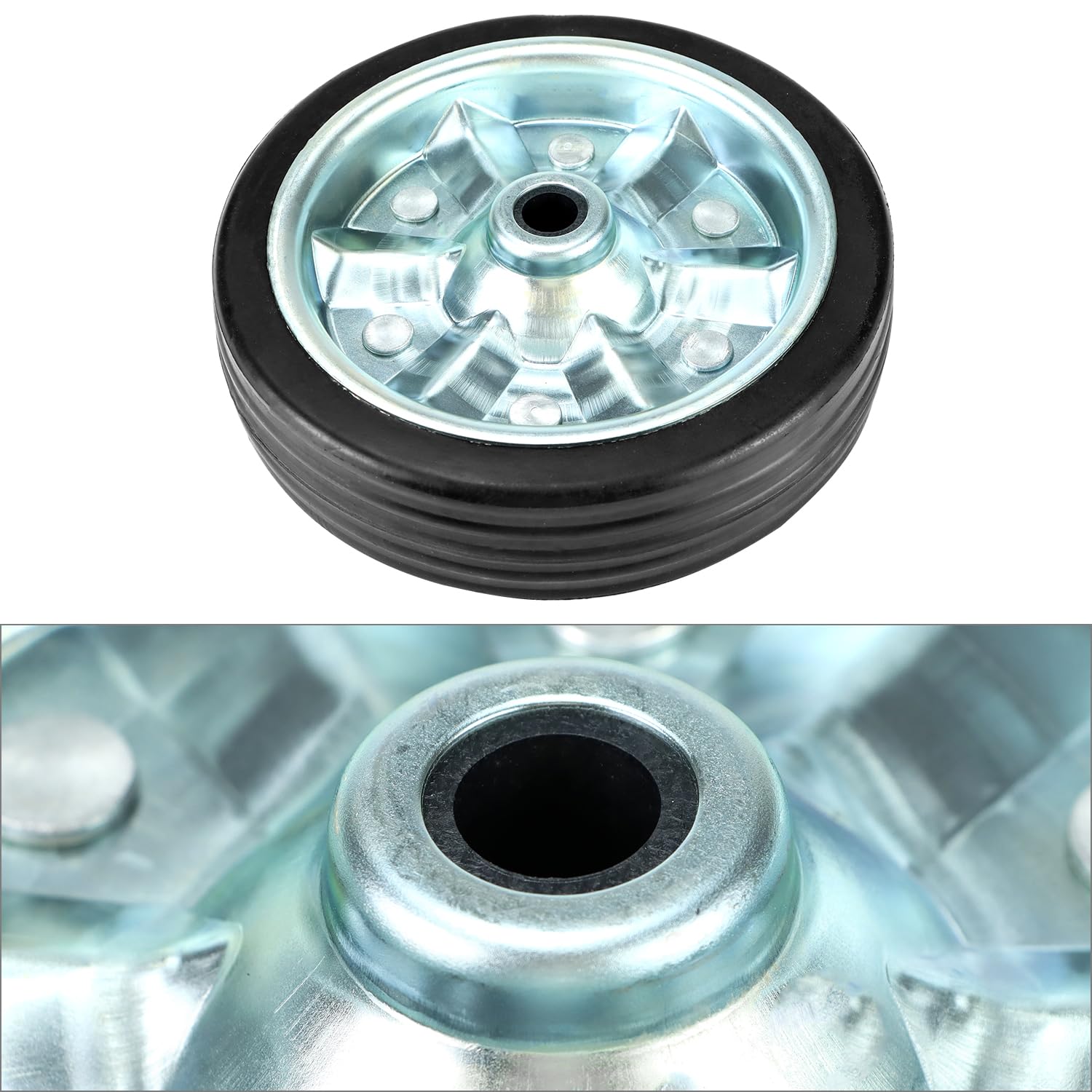 QWORK® Ersatzrad 200x50 mm für Anhänger Stützrad - Erhöhte Tragfähigkeit 680 kg - Vollgummi mit Stahlfelge