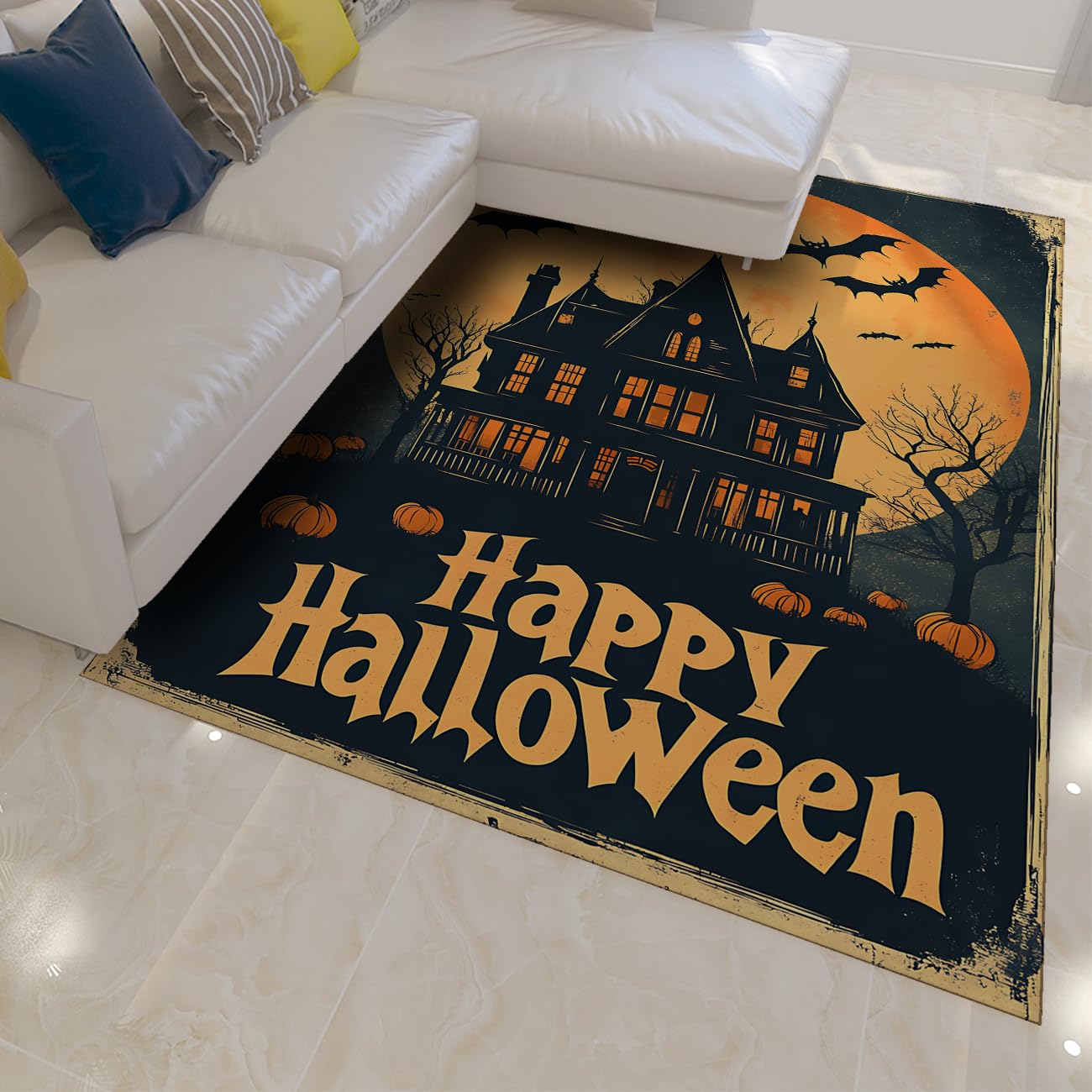 Tapis gothique antidérapant et lavable qui ne perd pas ses poils pour l'entrée 80x150