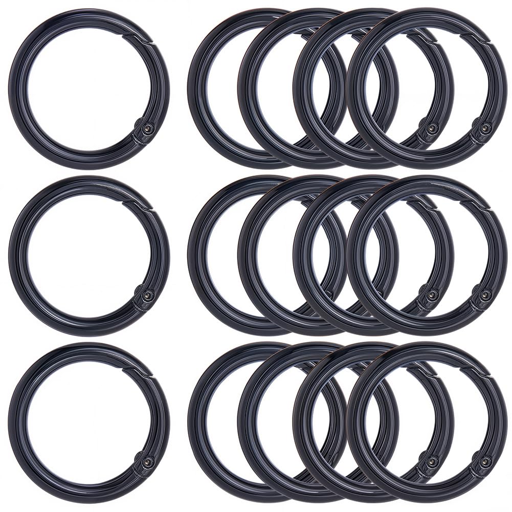 Anneaux ronds à ressort noirs 33mm porte-clés et artisanat