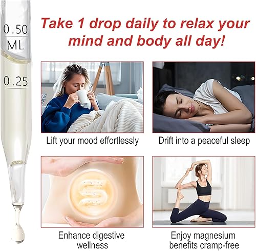 Miniatura 7 de Gotas líquidas de glicinato de magnesio, suplemento complejo de magnesio líquido para apoyar el alivio del estrés, la noche, la salud del corazón,