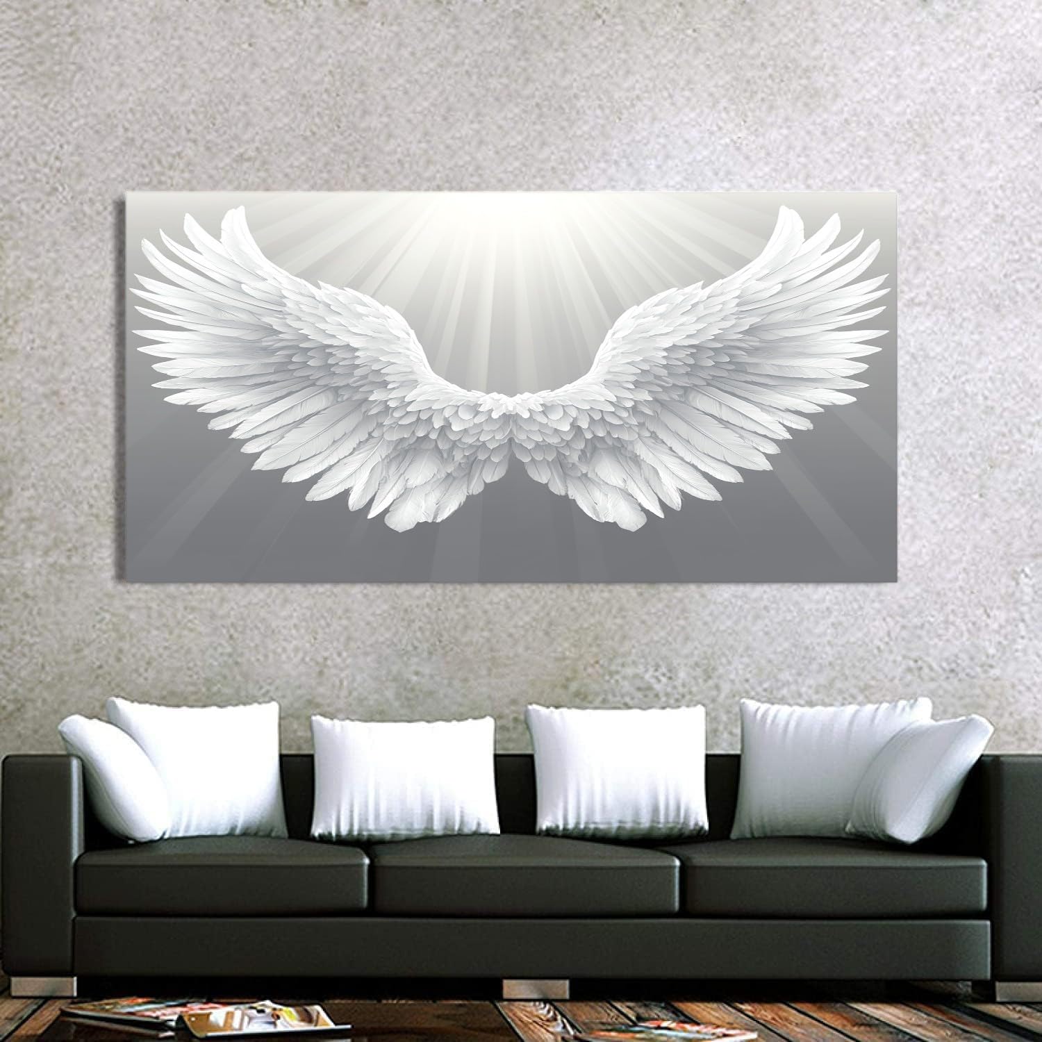 ZORYAN Ali D'Angelo Quadri Moderni Soggiorno Su Tela Bianco 60x120cm | Stampe Da Parete Senza Cornice, Quadretti Da Parete, Immagine Per Camera Da Letto
