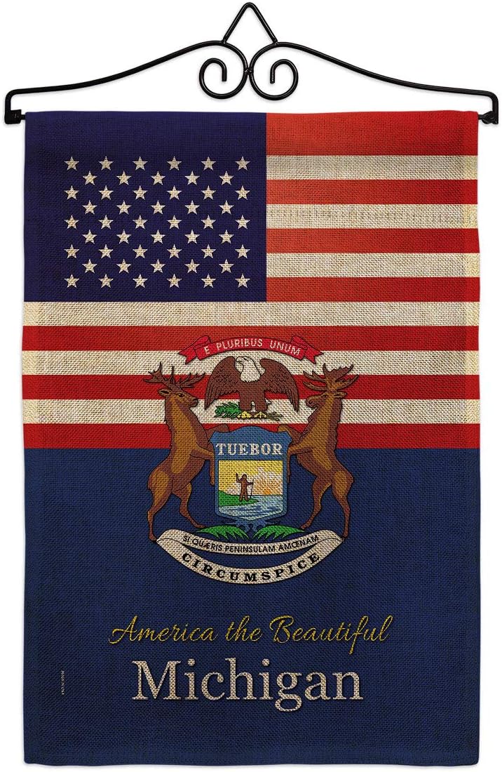 US Michigan Burlap Burlap Garden Flag Americana States USA American Territories Republic Small Decorative Gift Yard House Banner Double-Sided Made In 13 X 18.5