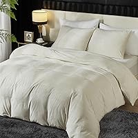 Vista 2 de Ivellow Juego de funda de edredón de terciopelo, funda de edredón beige, tamaño Queen, 3 piezas, ultra suave, transpirable, funda de edredón