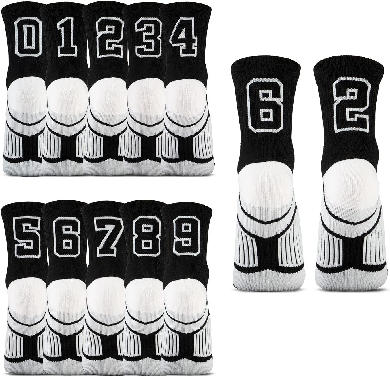 ChalkTalkSPORTS Custom Team Number Quarter Length Socks | Athletic Socks Black | Choose Your Number - Image 5