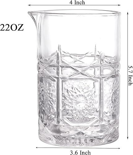 Miniatura 2 de Coloch Paquete de 2 vasos mezcladores de cóctel de cristal, jarra de mezcla de barra vintage de 22 onzas, parte inferior pesada, vasos de cóctel sin