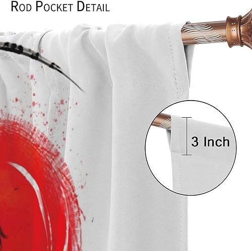 Miniatura 6 de Cortina japonesa de anime samurái femenino Janpan Warrior pintura de tinta para niños y hombres, decoración de habitación, con bolsillo para barra,