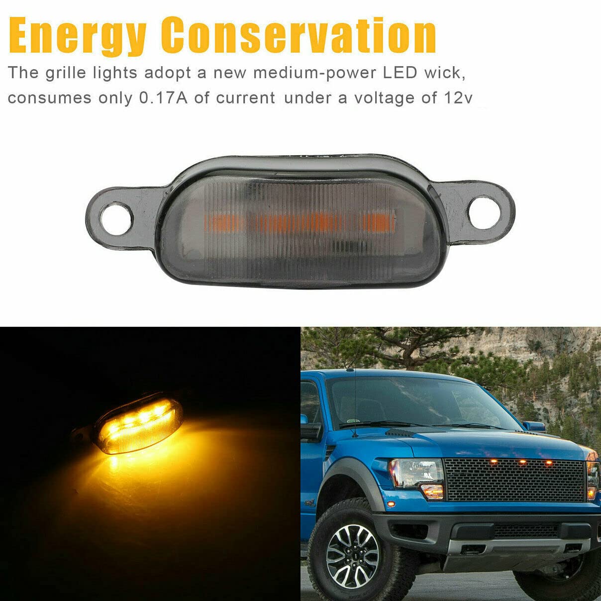 Speedwav 4pcs Smoked LED Lens Front Grille Running Light universal for car - Image 5 thumbnail