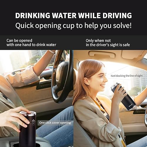 Miniatura 3 de Xilagro Botella de agua, mini botella aislada al vacío de acero inoxidable de 14 onzas, taza de café, taza de viaje, a prueba de fugas, aislada y