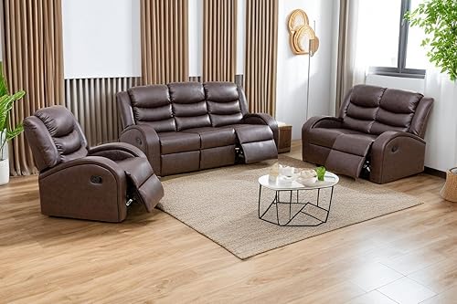 Miniatura 19 de A Ainehome Juego de sofá reclinable de lujo para sala de estar, juego de sofá reclinable de cuero y sillas de dos plazas, juegos de muebles de sala