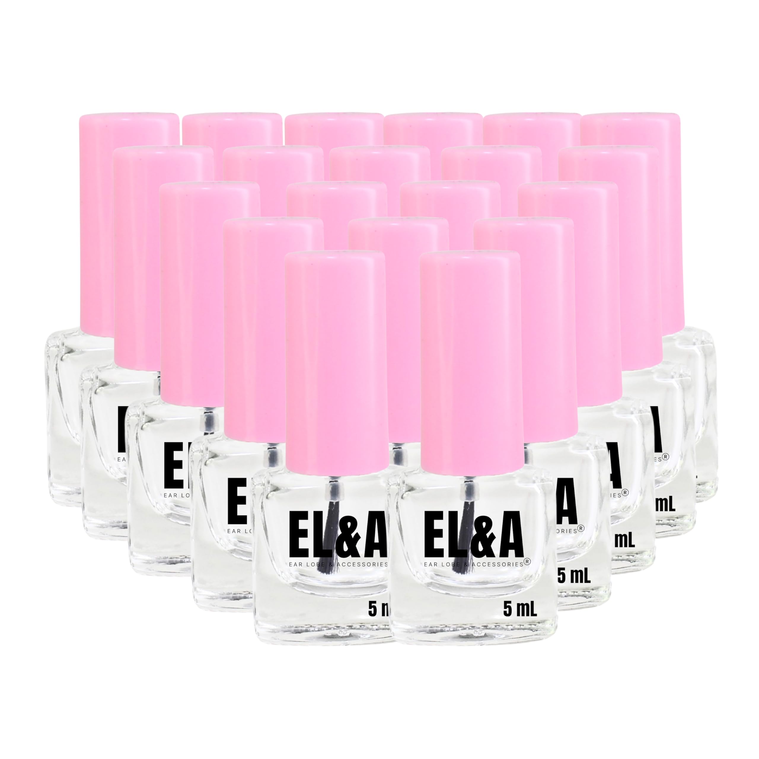 Ear Lobe & Accessories] D Empty Nail Polish Bottles - 5 ml | Brush Cap for Easy Application | Clear Glass Bottles, Reusable, 6.5 X 3 cm - (20 Pcs)-image-31