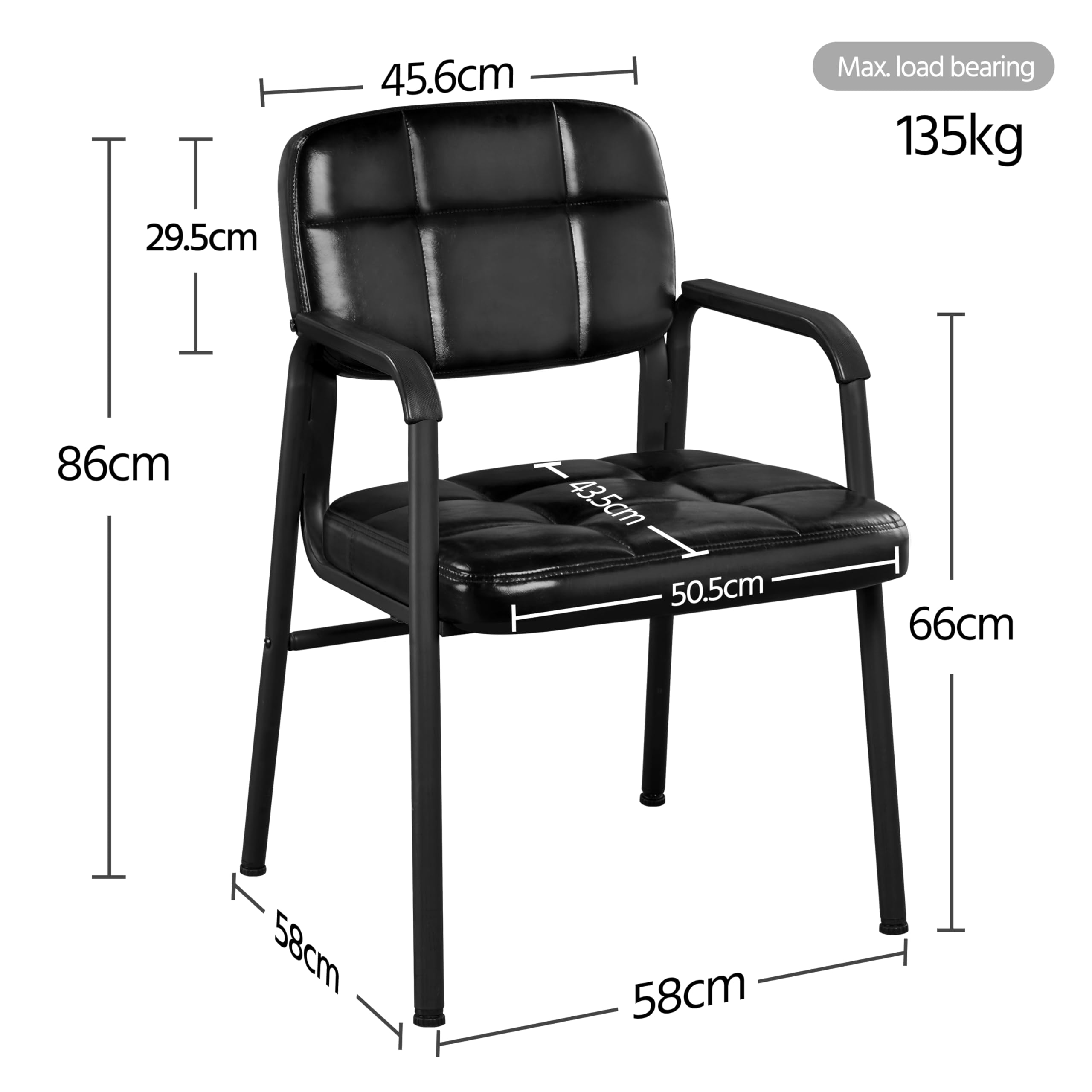 Yaheetech 2 Sedie Ufficio Ospiti Visitatori Senza Ruote per Riunioni Conferenza e Sala d'attesa Ergonomiche in Finta Pelle Portata 135 kg Nere