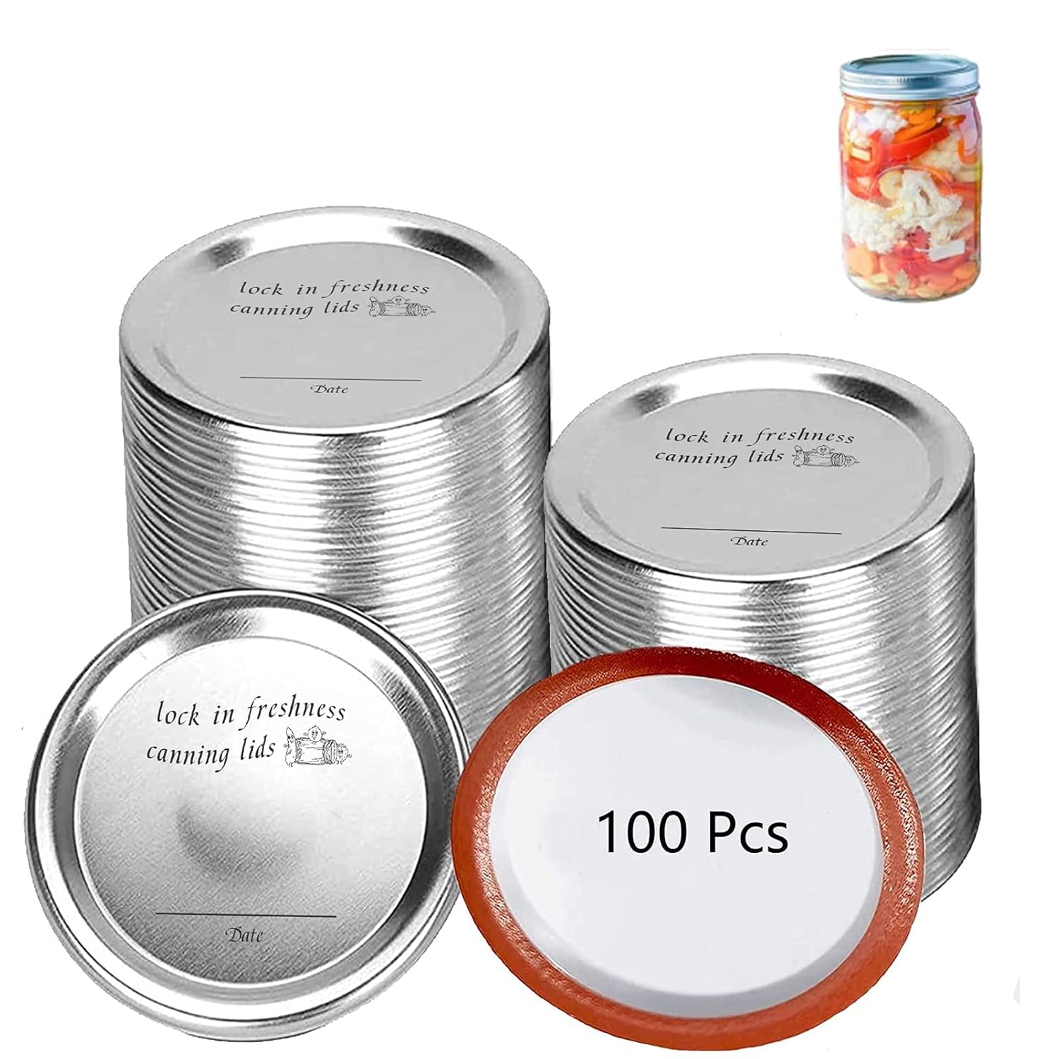 100 PCS Canning Lids Wide Mouth, New Canning Jar Lids, Splittype Mason