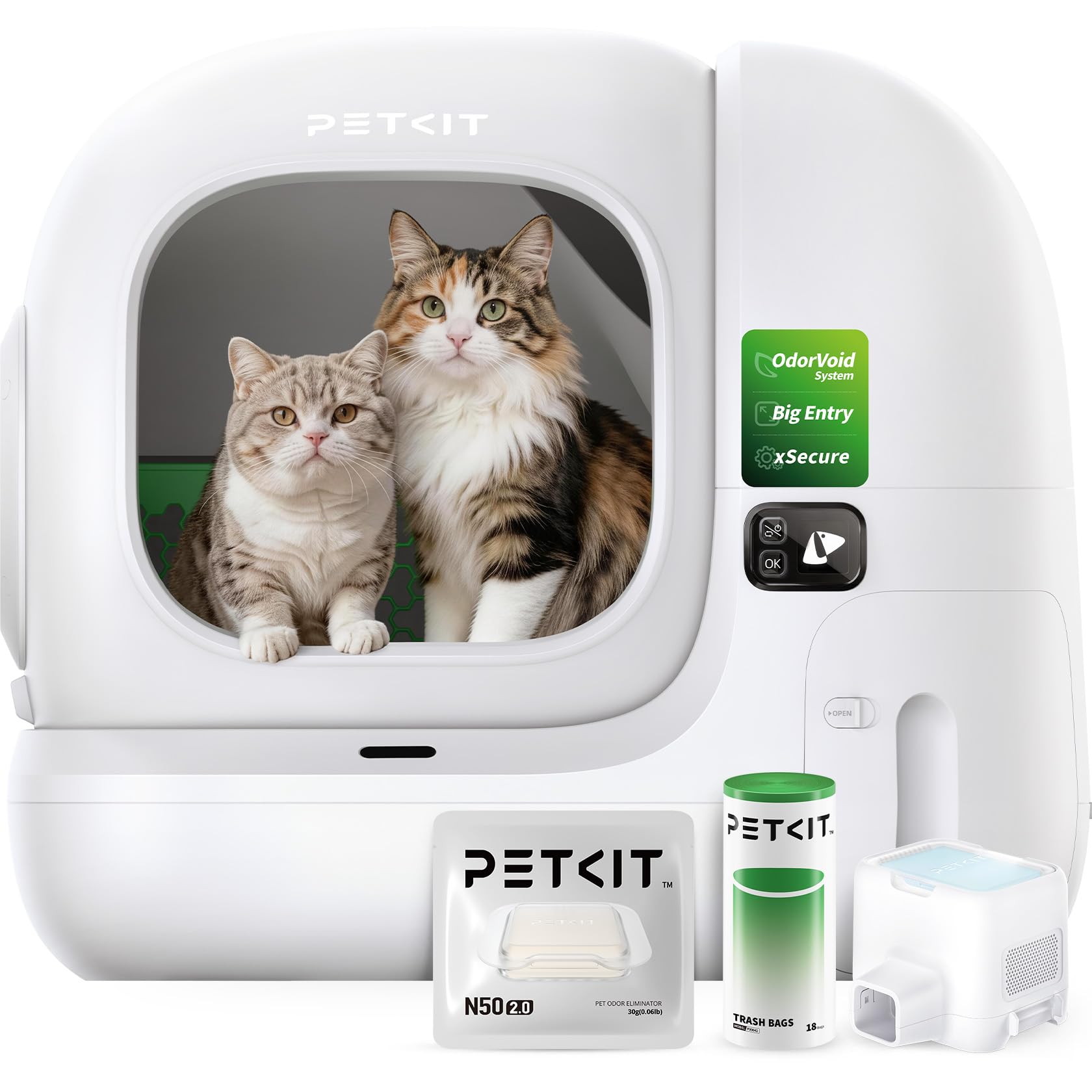 PETKIT PUROBOT MAX 3 Lettiera Gatto Autopulente, Ampio Ingresso, Spazio 76L, Doppio Sistema Deodorante, Design Anti-Perdite, xSecure Anti-Intrappolamento, Controllo App, Ideale per Famiglie Multigatto