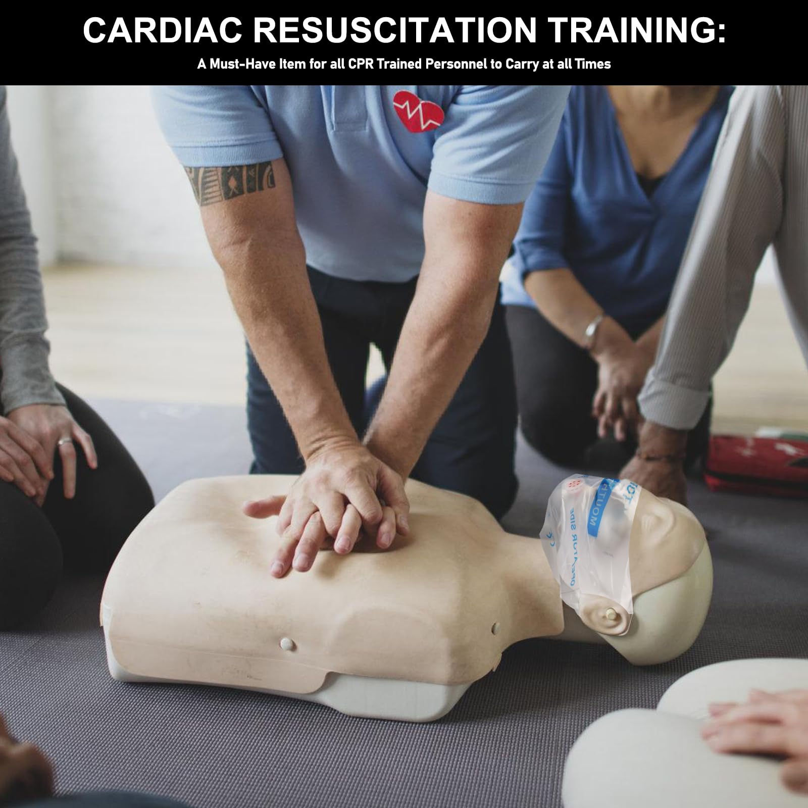 10 mascherine di respirazione portachiavi, maschera CPR, panno di ventilazione con valvola di ritegno, barriera respiratoria, maschera tascabile per primo soccorso o allenamento AED (rosso)