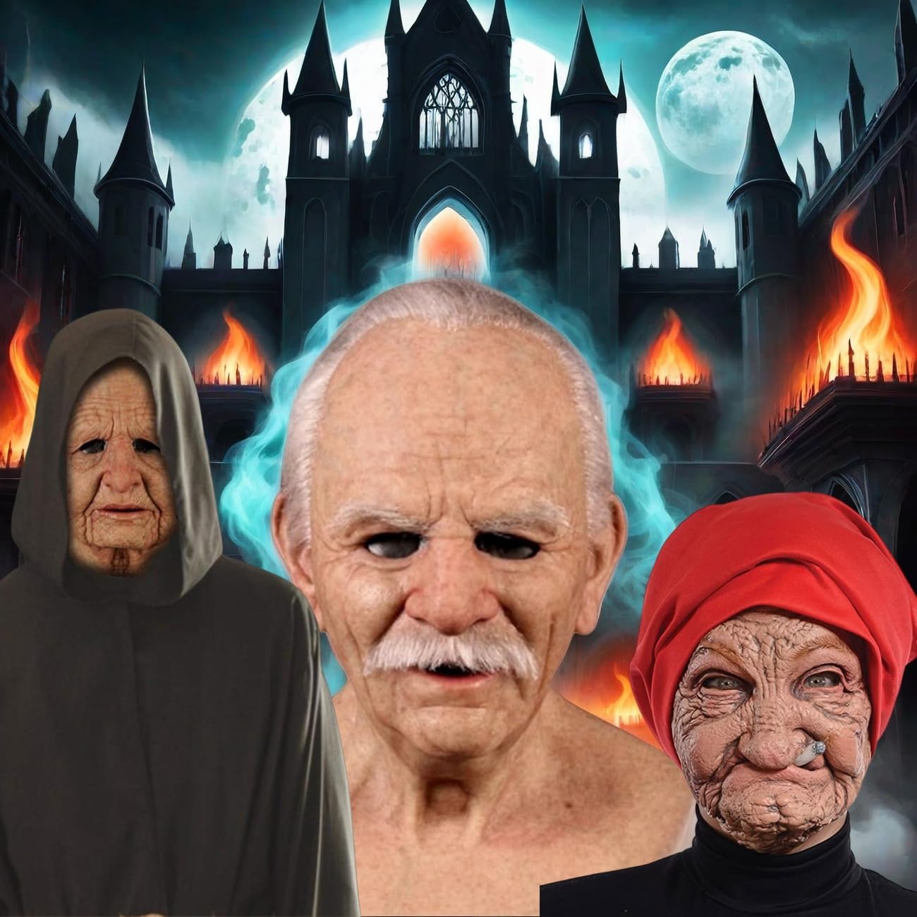 Realistic Old Man Mask Creepy Human Latex Scary Wrinkle Mask for Halloween Cosplay Costume Mask Party - Image 3