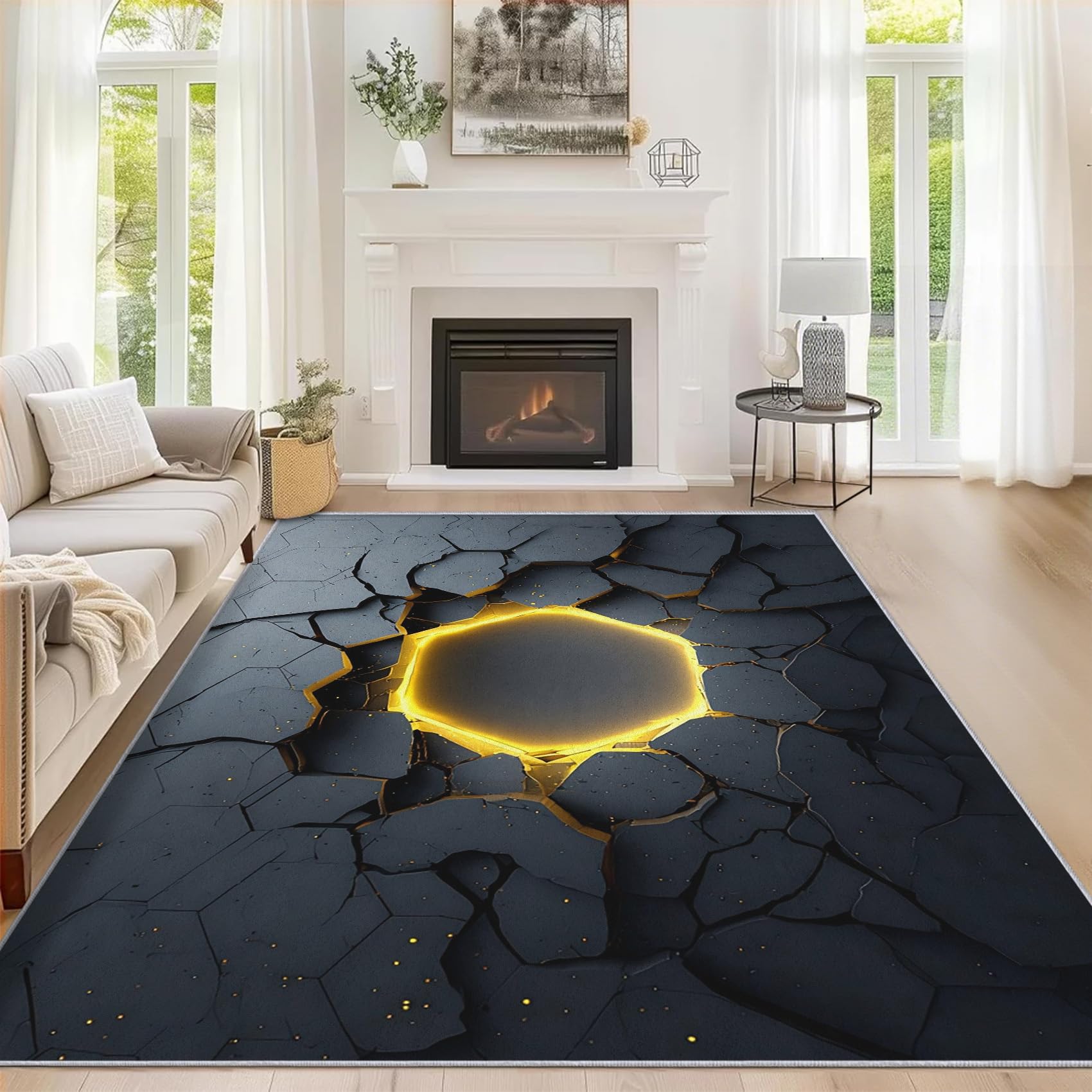 Generisch Teppich Wohnzimmer 3D Wabenmuster, Teppich Optische Täuschung für Schlafzimmer 120x160 cm, Weicher Waschbarer Antirutsch Kurzflor Dekoration Carpet P-&102