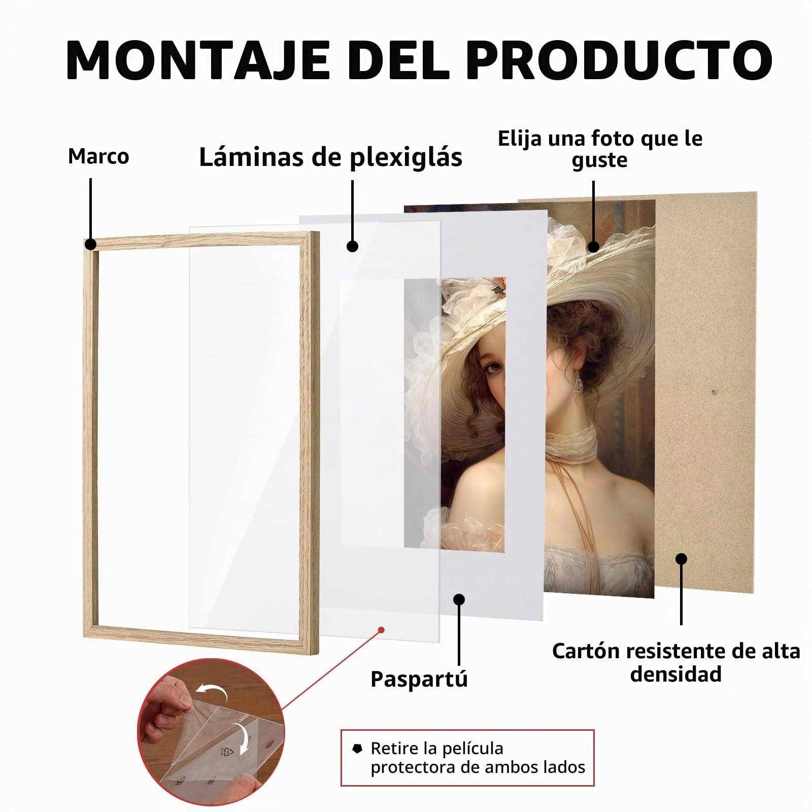 Marco de fotos de 30 x 40 cm, marco de madera con paspartú para DIN A4, 21 x 30 cm, para colgar fotos, carteles, collages modernos de roble fotográfico, juego de 3 unidades
