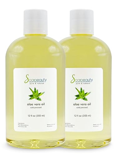 Soapeauty Aceite de aloe vera para piel, cara, cabello, hidrata y suaviza | Aceite 100% natural prensado en frío – 24 onzas líquidas (2 x 12 onzas