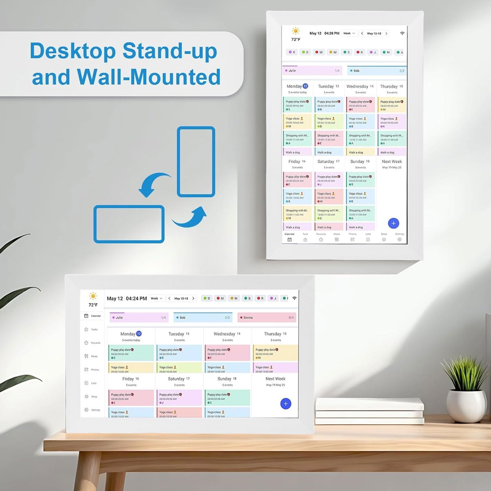 Calendrier numérique, tableau des tâches du calendrier électronique avec écran tactile interactif Smart IPS HD, planificateur WiFi et tableau des tâches pour maman, cadeau pour papa 10.1''