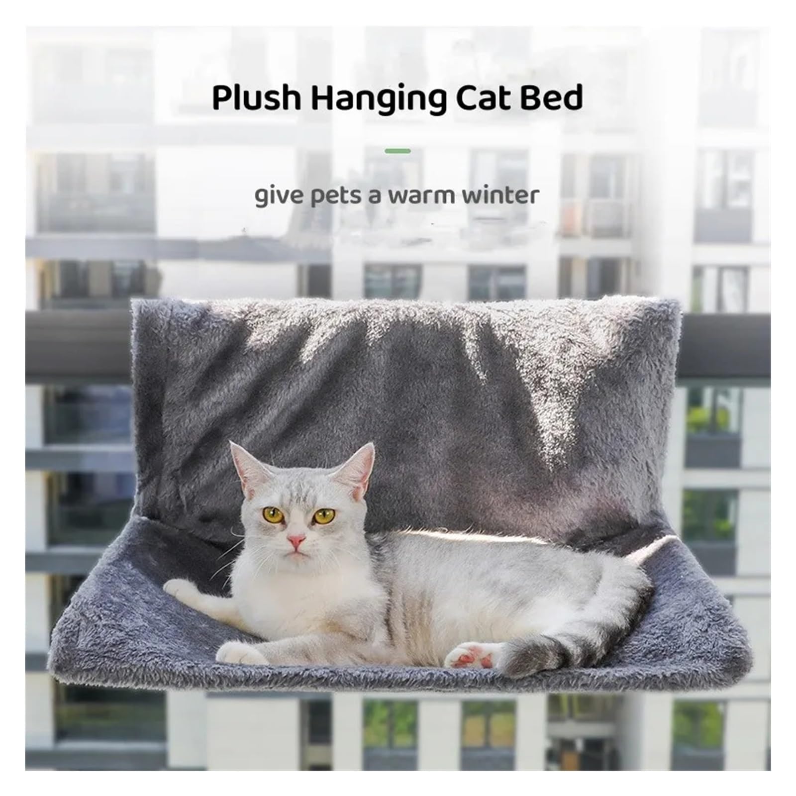 Calda Amaca For Gatti For Animali Domestici, Sospesa For, Cestello In Pile Invernale, Amache Con Struttura In Ferro E Metallo Stabile E Confortevole(Light gray)