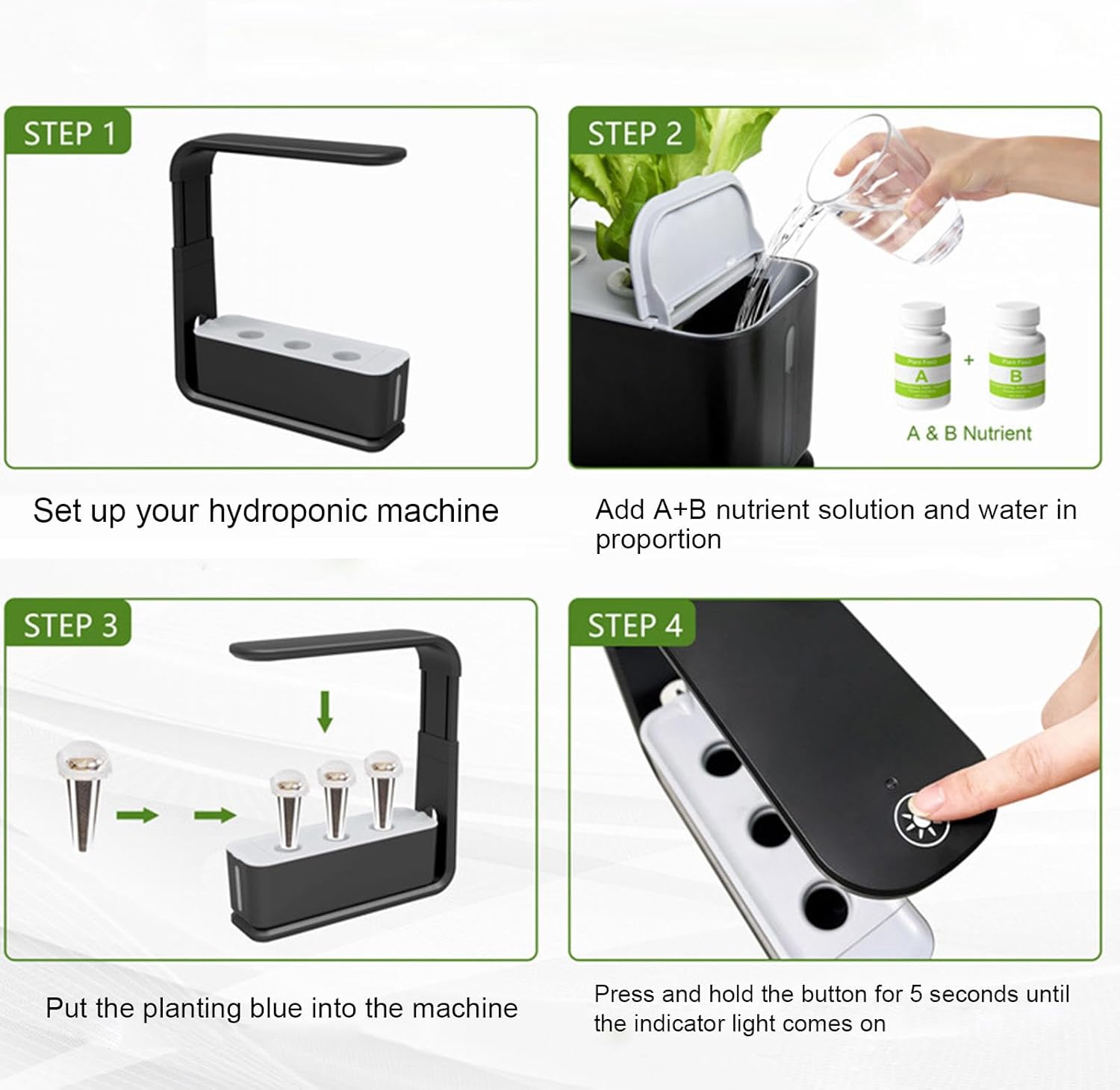VIDECOR Hydroponic Growing System, Smart 3-Hole Planting Machine with LED Grow Light - Indoor Gardening Hydroponic Plant Machine, Gardening Enthusiasts