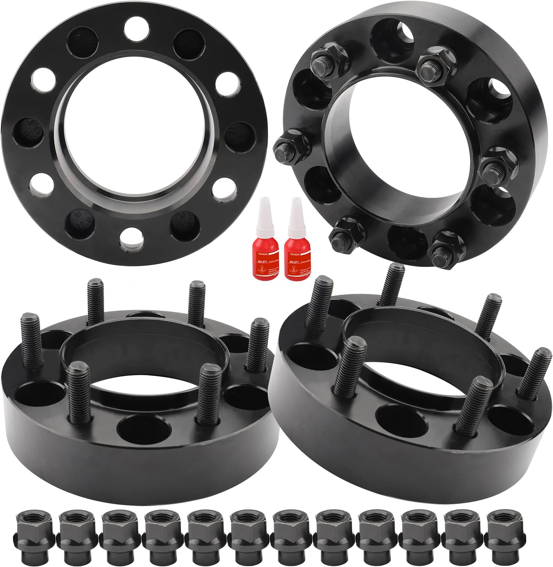 Richeer 6x5.5 Hub Centric Wheel Spacers for Tacoma 4Runner Tundra Fortuner Ventury GX470 GX460 with Extend Lug Nuts, 4PCS 1.25 inch Forged 6x139.7mm Wheel Spacers with 12x1.5 Studs & 106mm Hub Bore