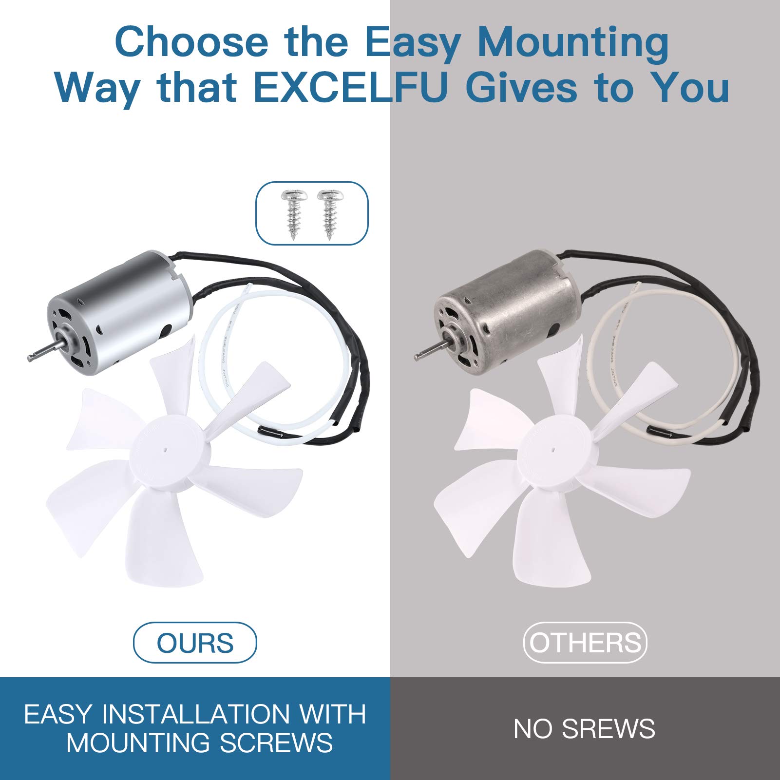 EXCELFU 6" RV Vent Fan Blade Replacement with 12V DShaft RV Vent Motor