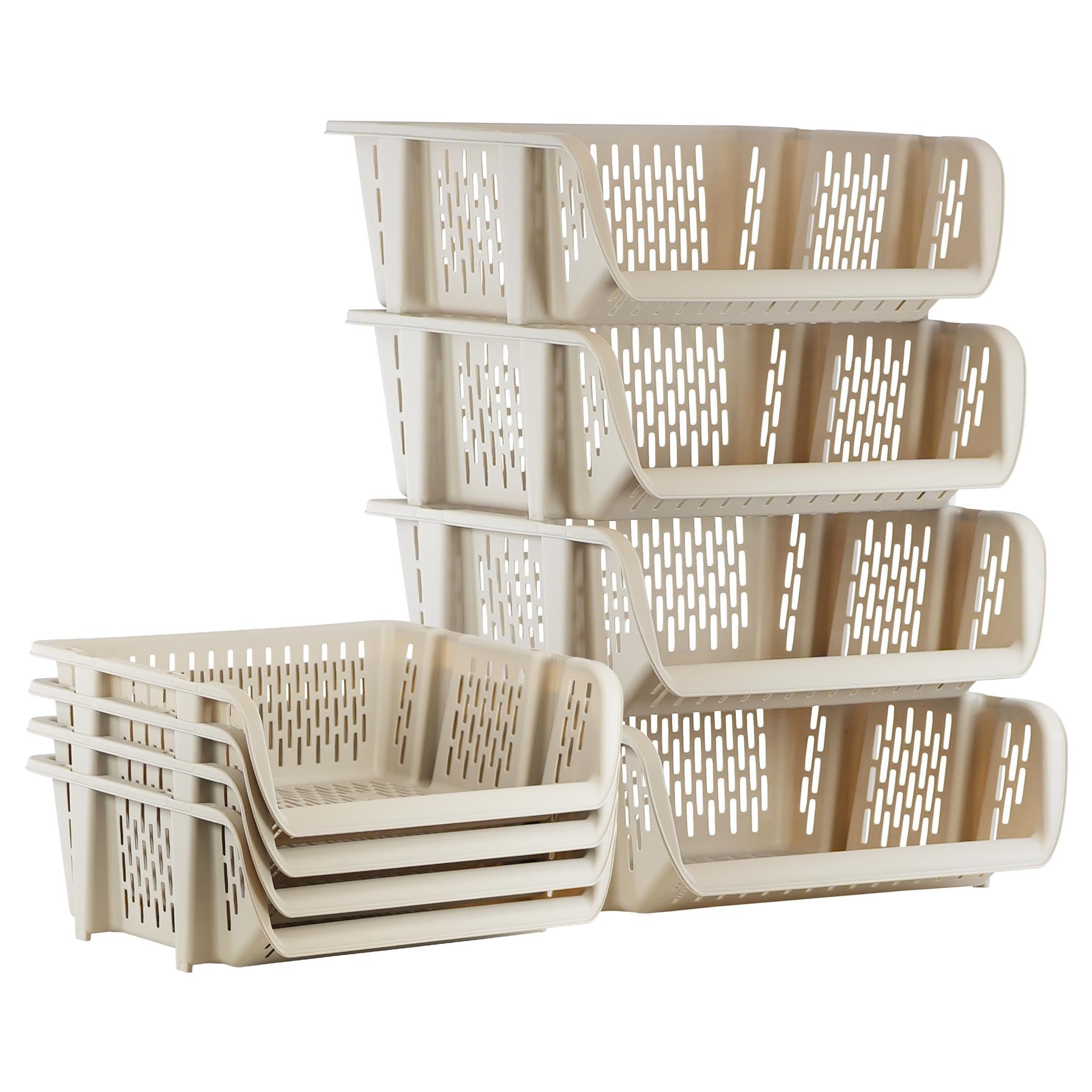 Geezy Stacking Storage Baskets Set 4 Open Front KitchenFruitsVegSnack Organiser from B&Q