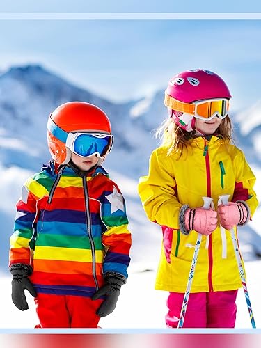 Miniatura 4 de SATINIOR 2 pares de guantes de nieve para niñas, guantes de esquí impermeables de invierno, guantes cálidos para niños