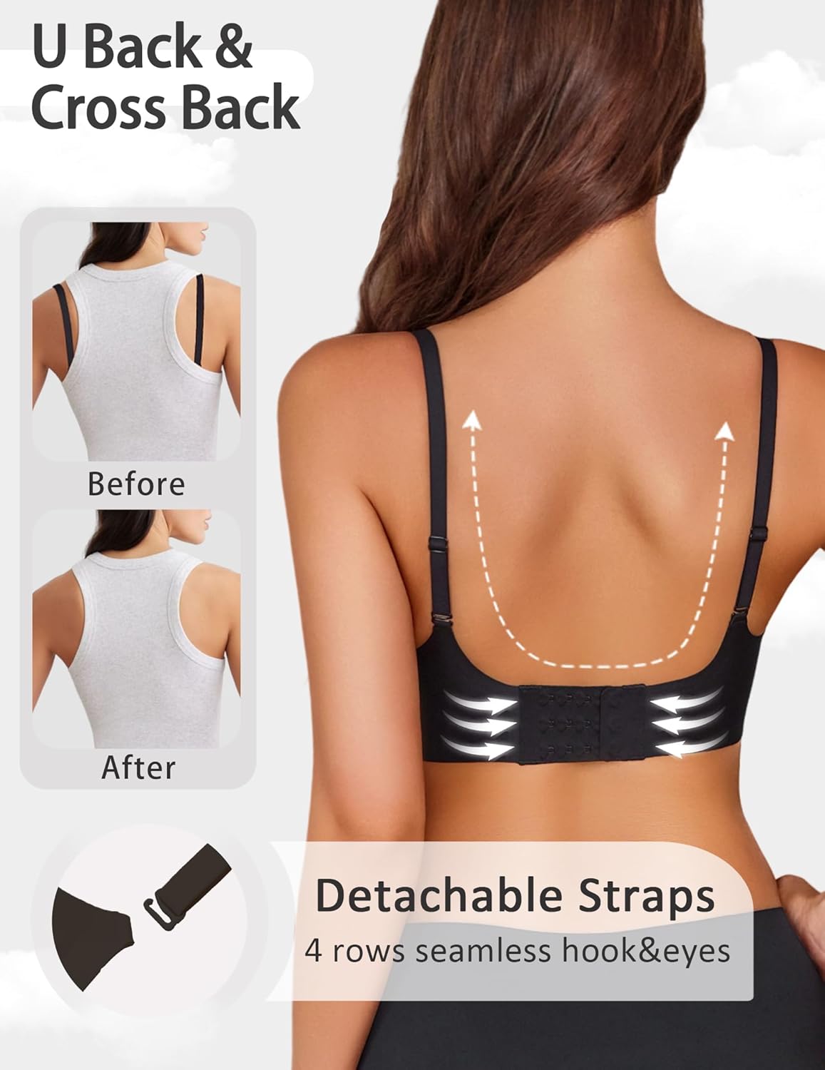 Avidlove Bras for Women No Underwire Seamless Push Up Bra Wireless Soft Bralettes Scalloped Full Coverage Everyday Bra - Image 3