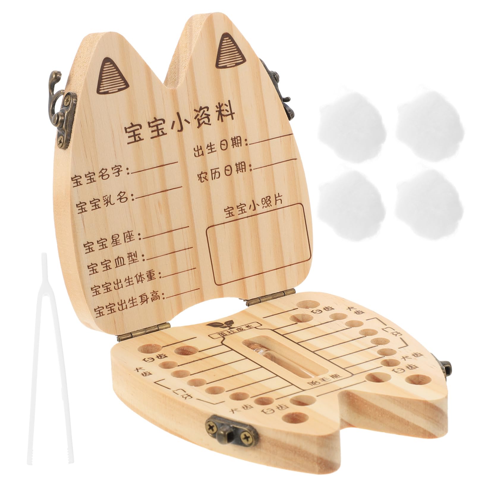 SUPVOX Fetal Hair Box Boys and Girls Tooth Holder Wooden Baby Tooth Box Boys and Girls Souvenir Organizer Tooth Collection Organizer for Boys Girls