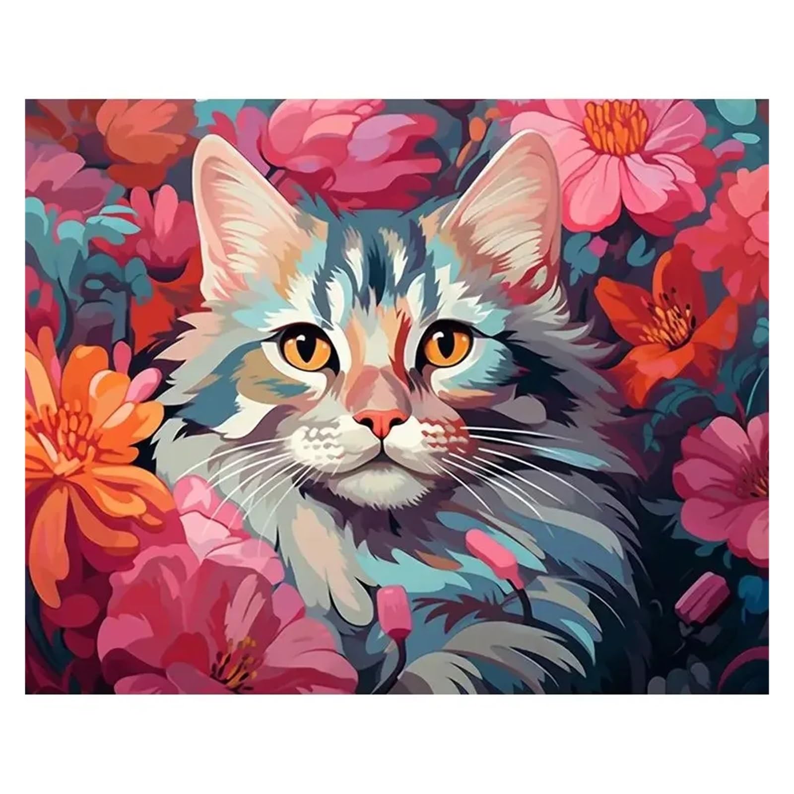 Peinture par numéros de chats tableau déco nature animal coloré