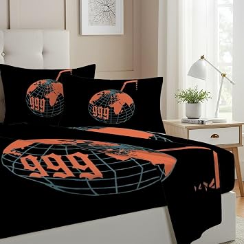 Allenjoy Full Size Music Prodigy Fitted Sheet Emotional Rapper Bed Flat Sheets Bedding Set Deep Pockets Up to 16" Bedroom Decor with 2 Pillowcases SC00224-009