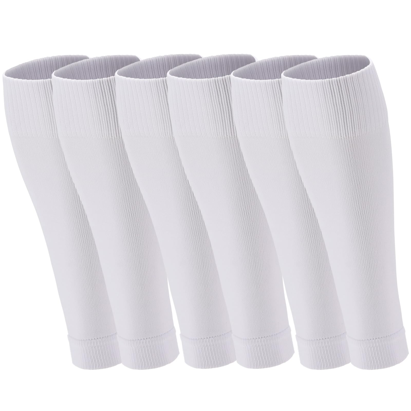 Geebuzz 3 Pairs Football Sock Sleeves, Pre-cut Football Sleeves compatible with grip socks, Shin Guards Sleeves for Football, Basketball, Rugby (White, Large)