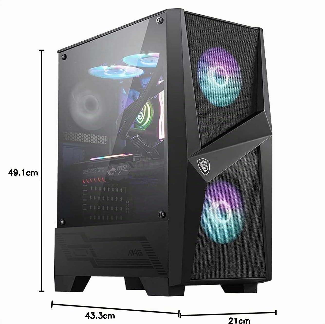 MSI MAG Forge 100R Case ATX ARGB Ventole Radiatori 240mm Vetro Temperato 4mm Airflow USB 3.2 Gen1