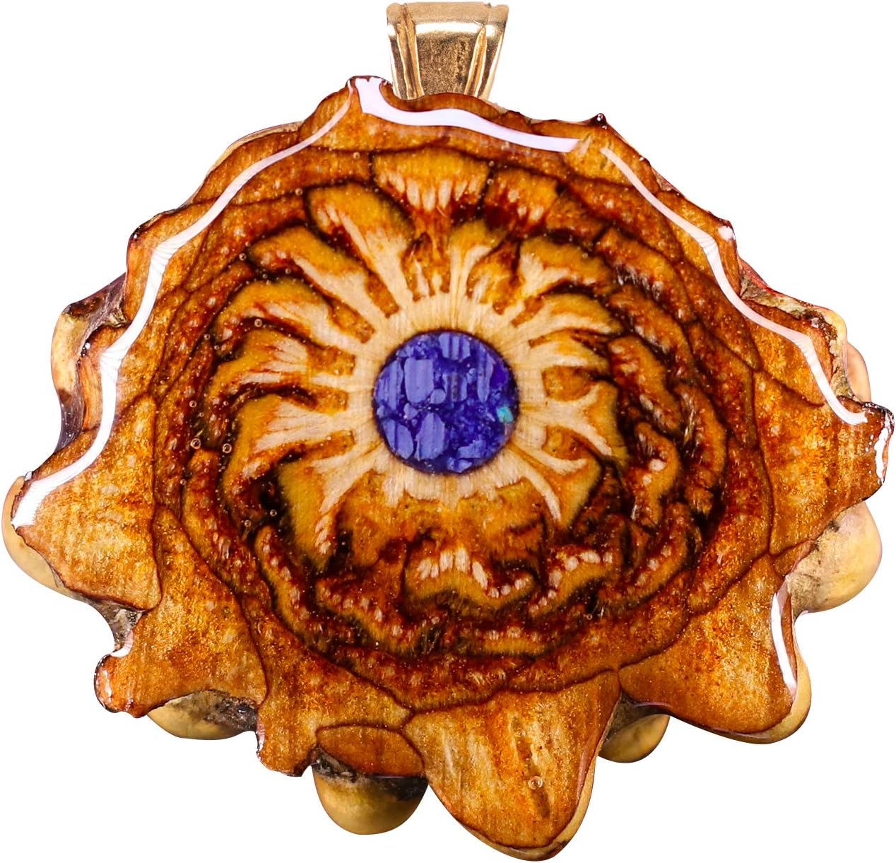 Glowing Crushed Lapis Mini Third Eye Pinecones Pendant Festival Jewelry For Women For Men Boho Fashion Gear 100% Natural Sacred Geometry Pinecone with Green Gemstone Necklace