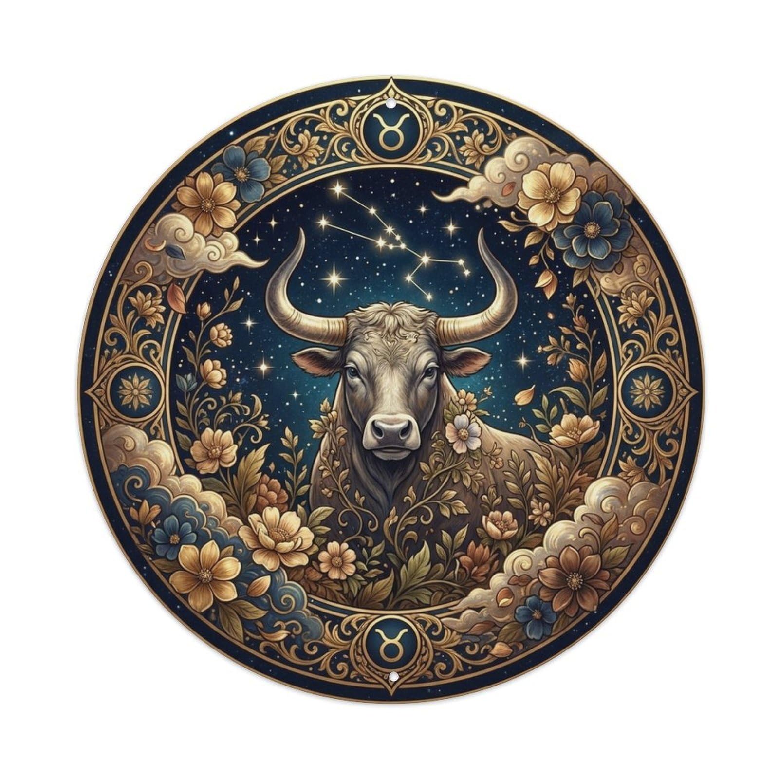 Taurus Bull Earth Zodiac Celestial Astrology Metal Tin Sign