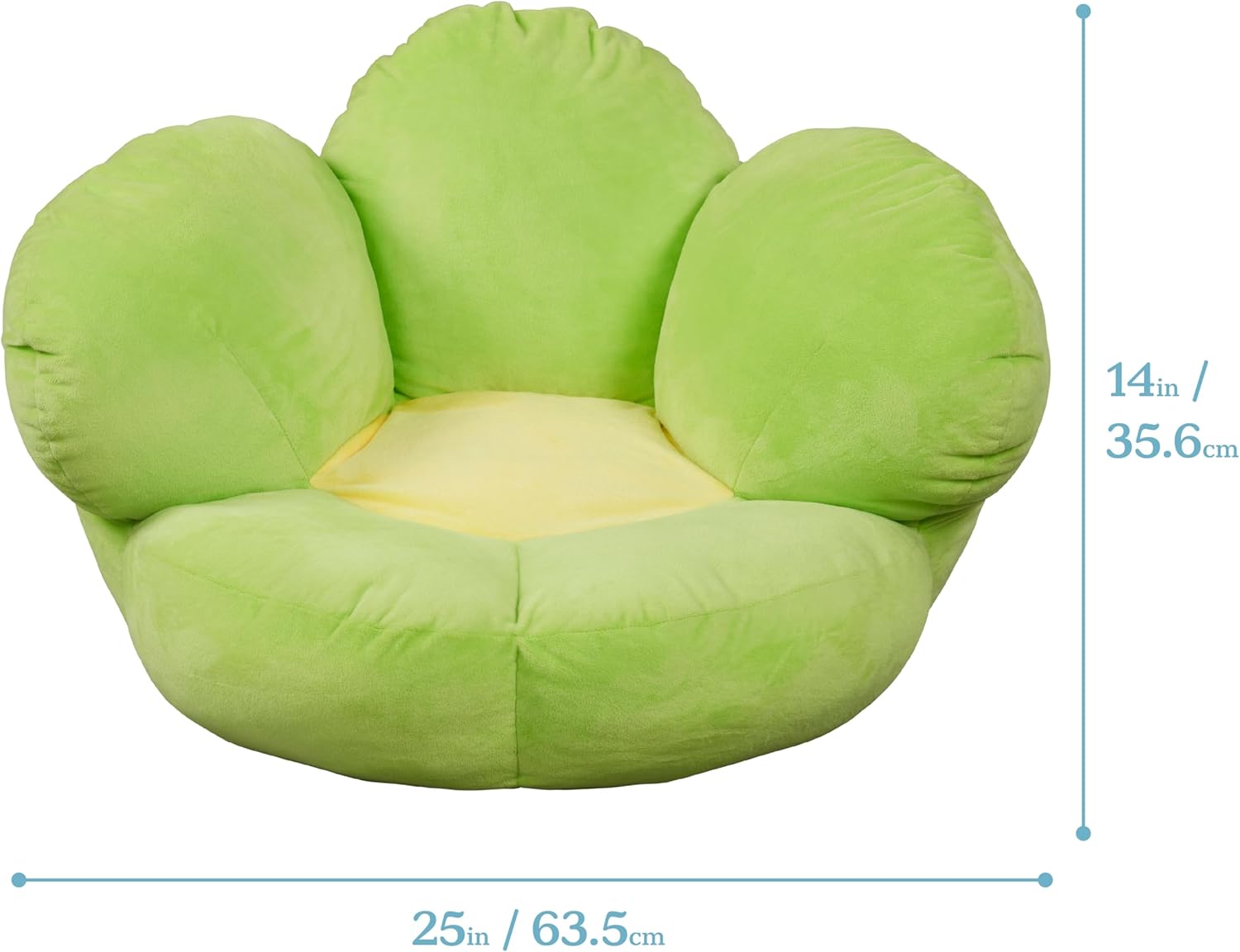 ECR4Kids SoftZone Flower-Shaped Cozy Floor Cushion, 25in, Flexible Seating, Bright Green