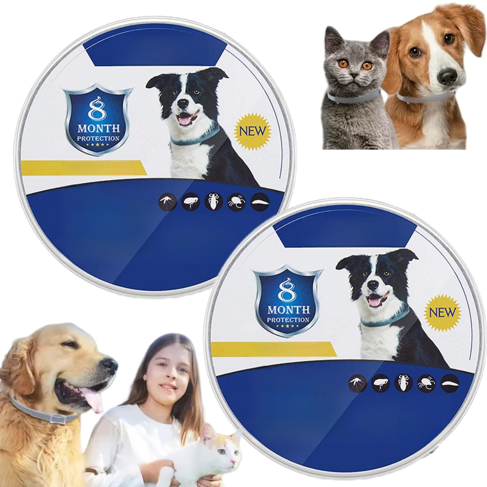 2Pcs Dog Collar,rep/ellent Adjustable Dog Collars,Do/g Insect Rep/ellent Co/llars,Do/g F/lea and Ti/ck Treatment,Waterproof D/og Co/llar,F/lea Col/lar for D/ogs,Calming Col/lar