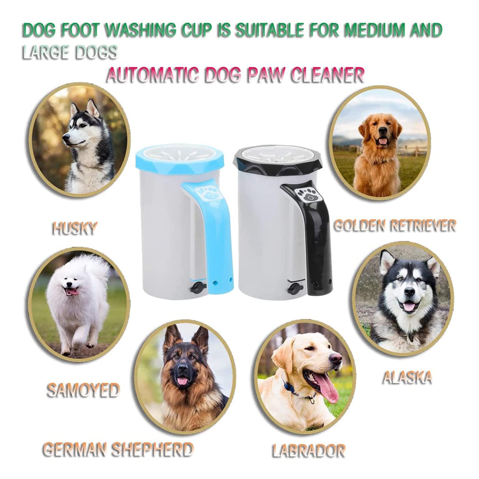 Limpiador rápido de Patas para Mascotas sin necesi Cepillo de Silicona 360º for Perros medianos y Grandes con Muddy Paw(Blue)
