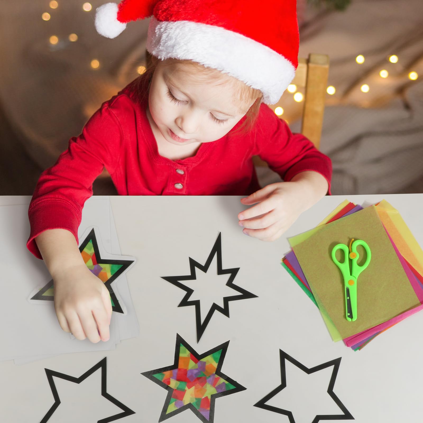 15 Stück Weihnachts Fensterbilder - Wiederverwendbar, Mit Sternen-Motiven, Bastelset Für Kinder
